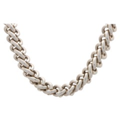 Vintage Chunky Choker Chain Necklace in Solid Silver