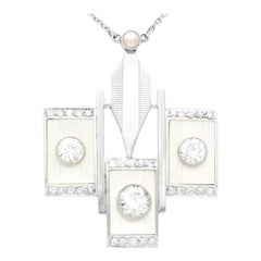 Art Deco 1,87 Karat Diamant-Perlmutt-Weißgold-Anhänger