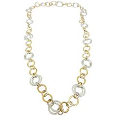 Tiffany & Co. Silver Gold Circle Link Necklace
