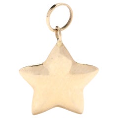 Small Puff Star Charm, 14KT Yellow Gold, Length 3/4 Inch, Dangle Star Charm