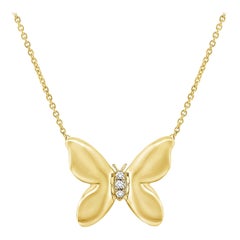 Collar Mariposa Diamante 0,02 Quilates Oro Amarillo 14 Kilates