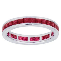 2.28 Carat Channel Set Ruby Band in 18K White Gold