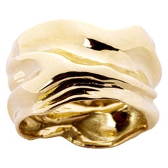 Antique Alex Jona 18 Karat Yellow Gold Crushed Wide Band Ring