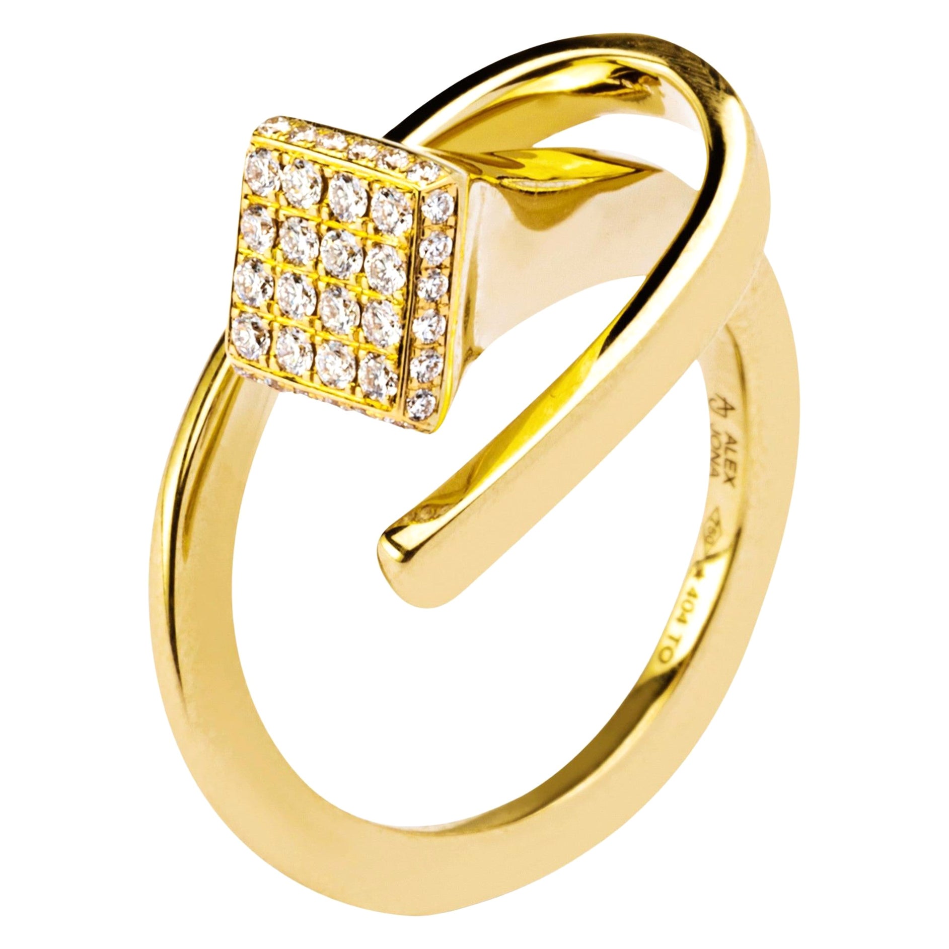 Alex Jona Equestrian Horseshoe Nail 18 Karat White Gold Ring For Sale