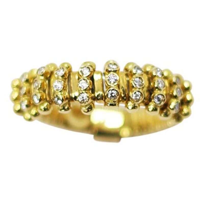 K Di Kuore 18 Karat Yellow Gold Flexo Ring with Diamond Mist