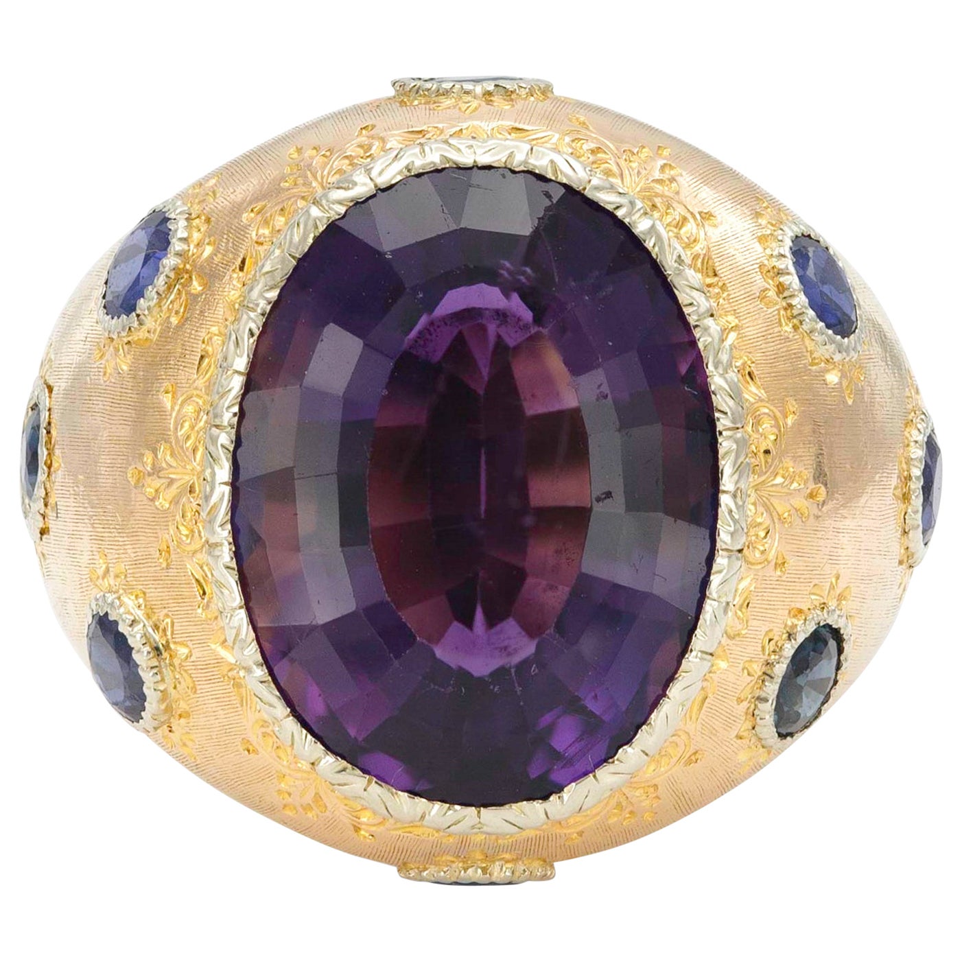 Buccellati Amethyst and Sapphire Ring For Sale