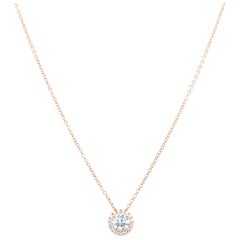 Collier à pendentif solitaire en or blanc 14 carats avec diamants taille ronde de 0,40 carat