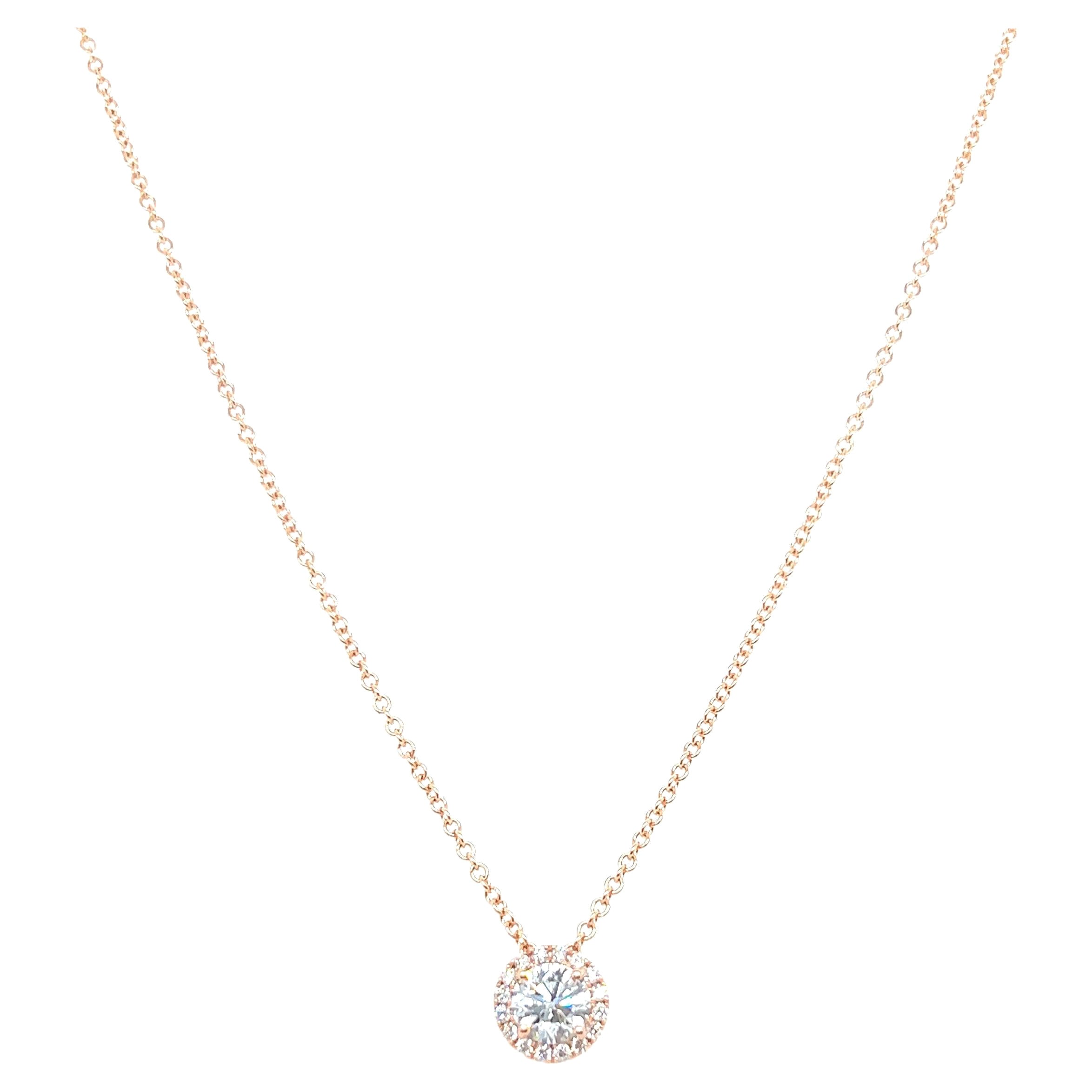14k White Gold 0.40 Carat Round Cut Diamond Solitaire Pendant Necklace