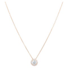 Collier à pendentif solitaire en or blanc 14 carats avec diamants taille ronde de 0,40 carat