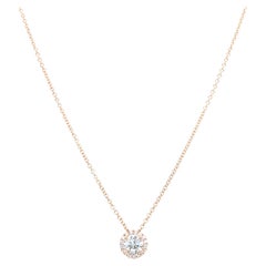 14k White Gold 0.65 Carat Round Cut Diamond Solitaire Pendant Necklace