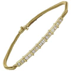 Delicate Diamond and Gold Foxtail Bracelet
