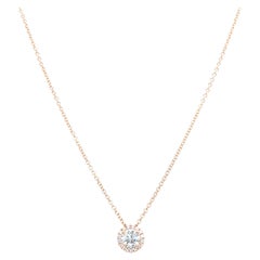 14k White Gold 0.90 Carat Round Cut Diamond Solitaire Pendant Necklace