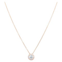 20 Inch 14k White Gold 0.90 Carat Round Cut Diamond Solitaire Pendant Necklace