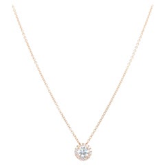 Collier à pendentif solitaire en or blanc 14 carats avec diamants taille ronde de 1,10 carat de 18 pouces