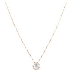 Collana con ciondolo solitario in oro bianco 14k da 18 pollici e 1,10 carati di diamante taglio rotondo
