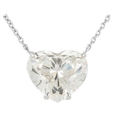 Alexander GIA 5ct Heart Diamond H SI1 Solitaire Pendant Necklace 18k White Gold