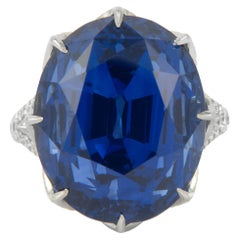 Alexander Platinring, GIA & AGL 37,52 Karat Ceylon-Saphir mit Diamanten