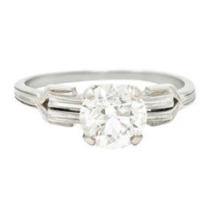 Jabel Art Deco 1.36 Carats Diamond 18 Karat Gold Buckle Engagement Ring GIA