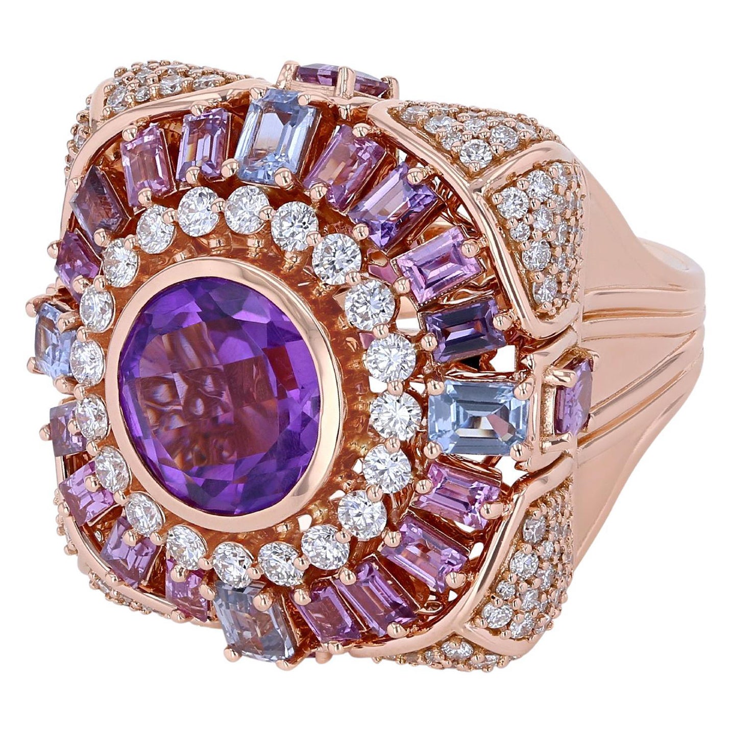 TOKTAM 18k White Gold Majestic Multi Colored Sapphire Tourmaline ...