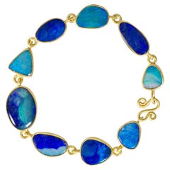 Opal Doublet Set in 18kt Gold Link Bracelet 
