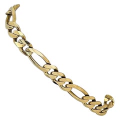 14 Karat Yellow Gold Solid Men's Figaro Link Bracelet Italy