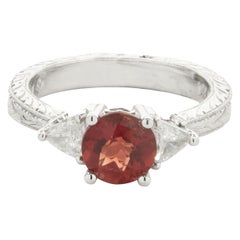 14 Karat White Gold Sunstone and Diamond Ring