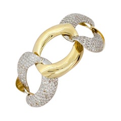 Gliederarmband aus weißem Weißdiamant und 18 Karat Gelbgold