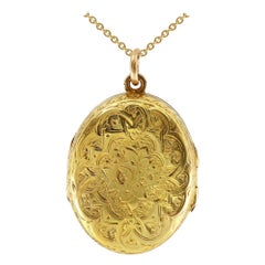 Victorian Hand Engraved 15ct Gold Multi-Locket for 4 photographs Circa 1880