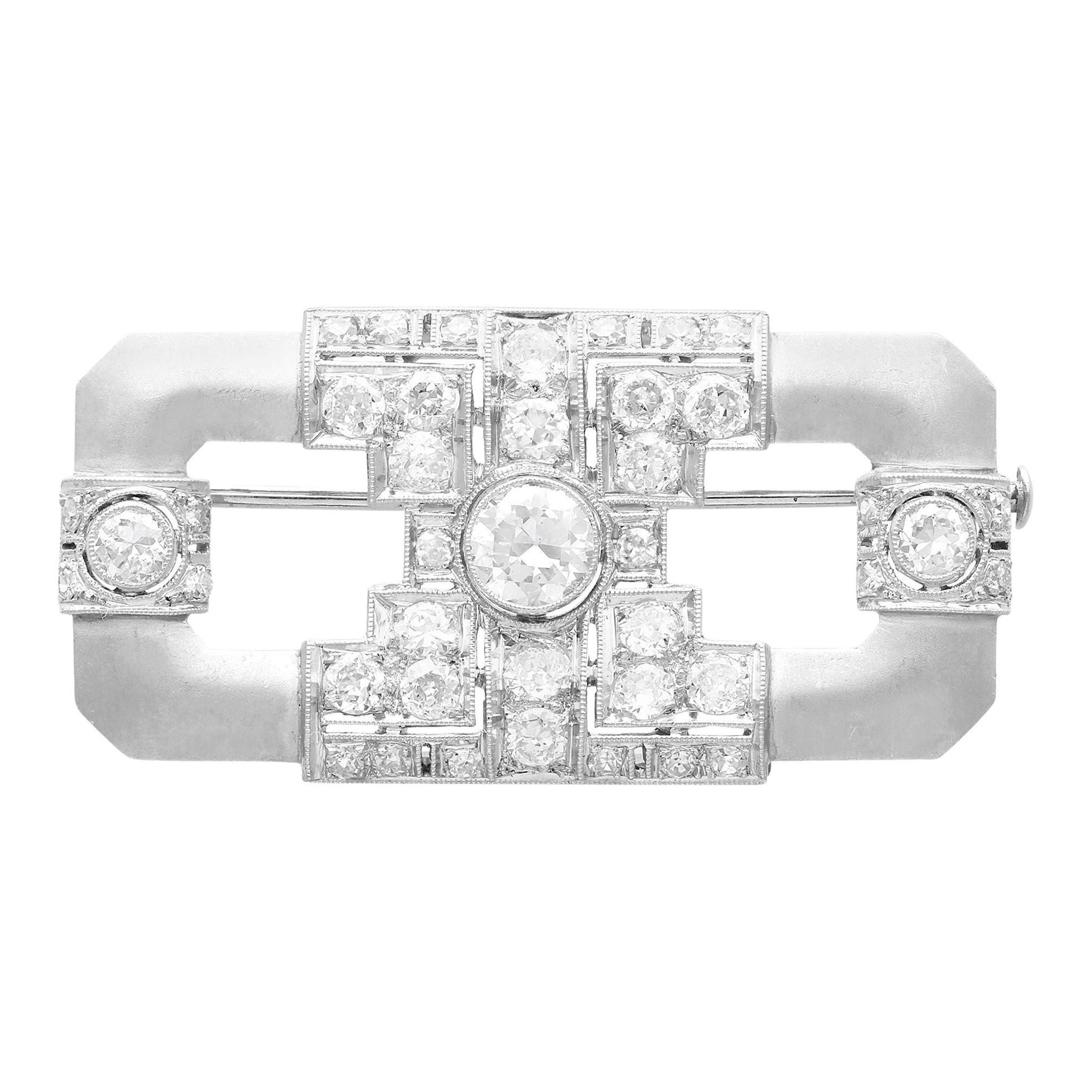 Art Deco 3.50 Carat Diamond and Platinum Brooch