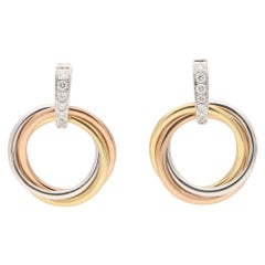 Boucles d'oreilles Trinity en or jaune, rose et blanc 18 carats serties de diamants