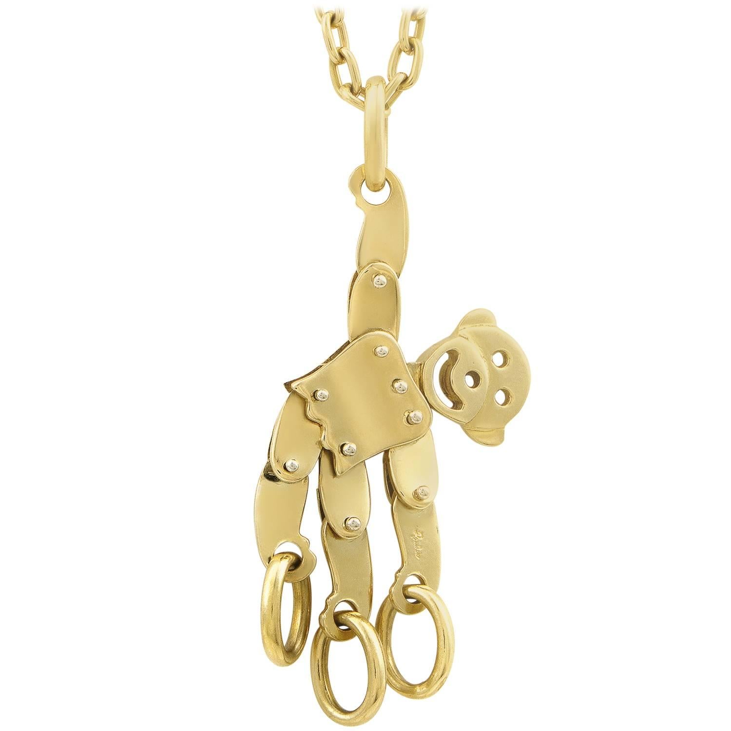 Pomellato Gold Puppet Monkey Pendant Necklace