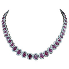 25.20 Ct Natural Ruby & Diamond Necklace