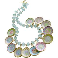 Seafoam Chalcedony Miniature Plates Charm Necklace 11
