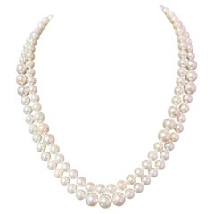 Collier Akoya en or 14 carats avec perles et diamants, certifié TCW 0,66 carat