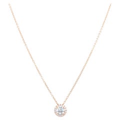 Collana con ciondolo solitario in oro giallo 14k con diamante taglio rotondo da 0,40 carati