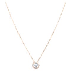 14k White Gold 0.40 Carat Round Cut Diamond Solitaire Pendant Necklace