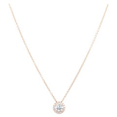 14k White Gold 0.40 Carat Round Cut Diamond Solitaire Pendant Necklace
