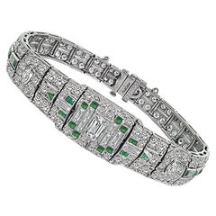 Art Deco 6.80ct Diamond Emerald Bracelet