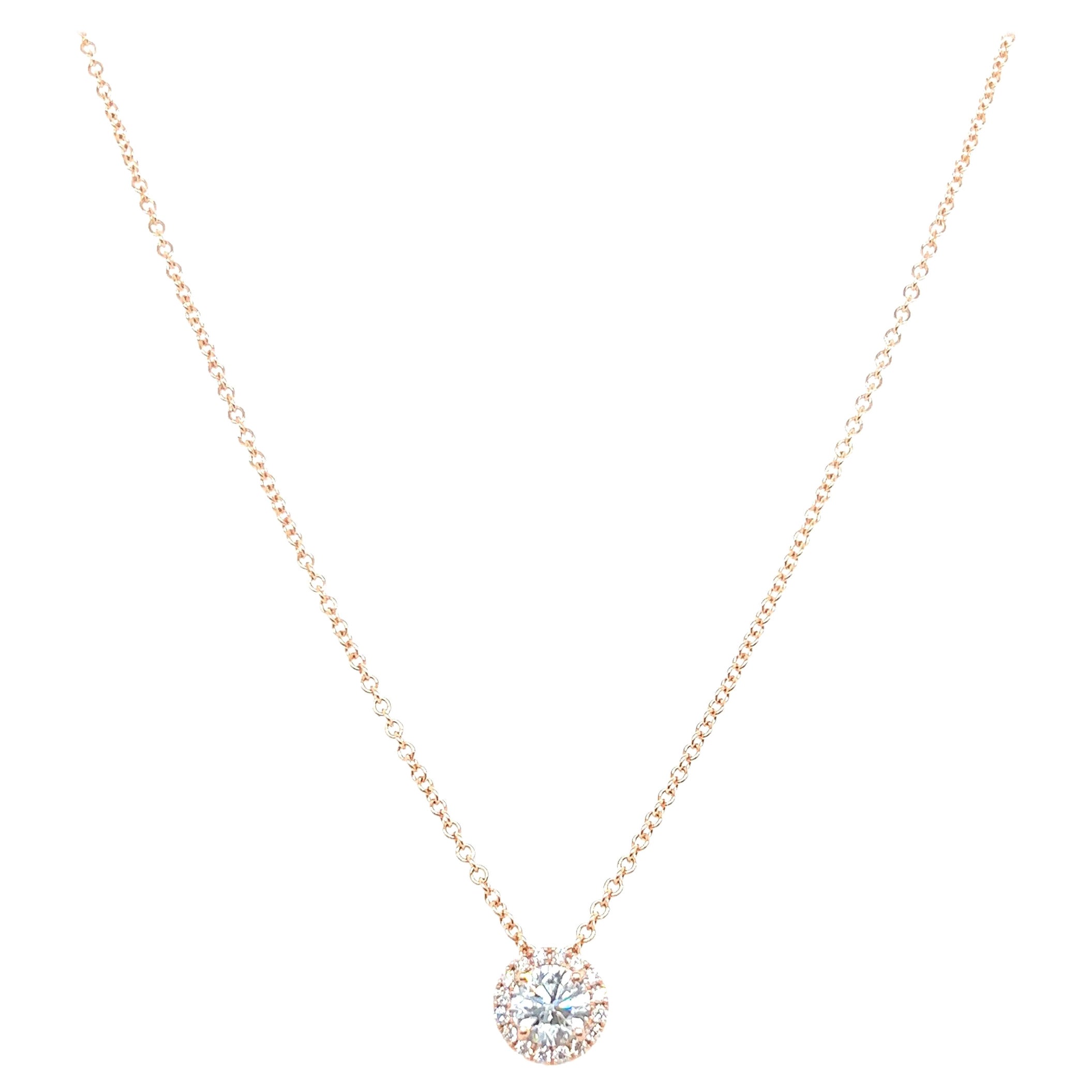 14 Inch 14k Yellow Gold 0.90 Carat Round Cut Diamond Solitaire Pendant Necklace