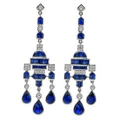 Vintage 10.50ct Sapphire 1.00ct Diamond Earrings