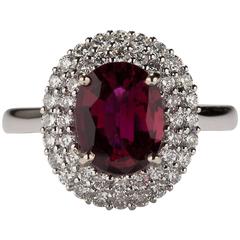 1.89ct GIA Cert Unheated Ruby and Diamond Ring