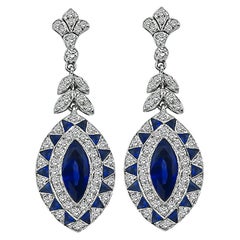 Vintage 4.75ct Sapphire 1.70ct Diamond Earrings