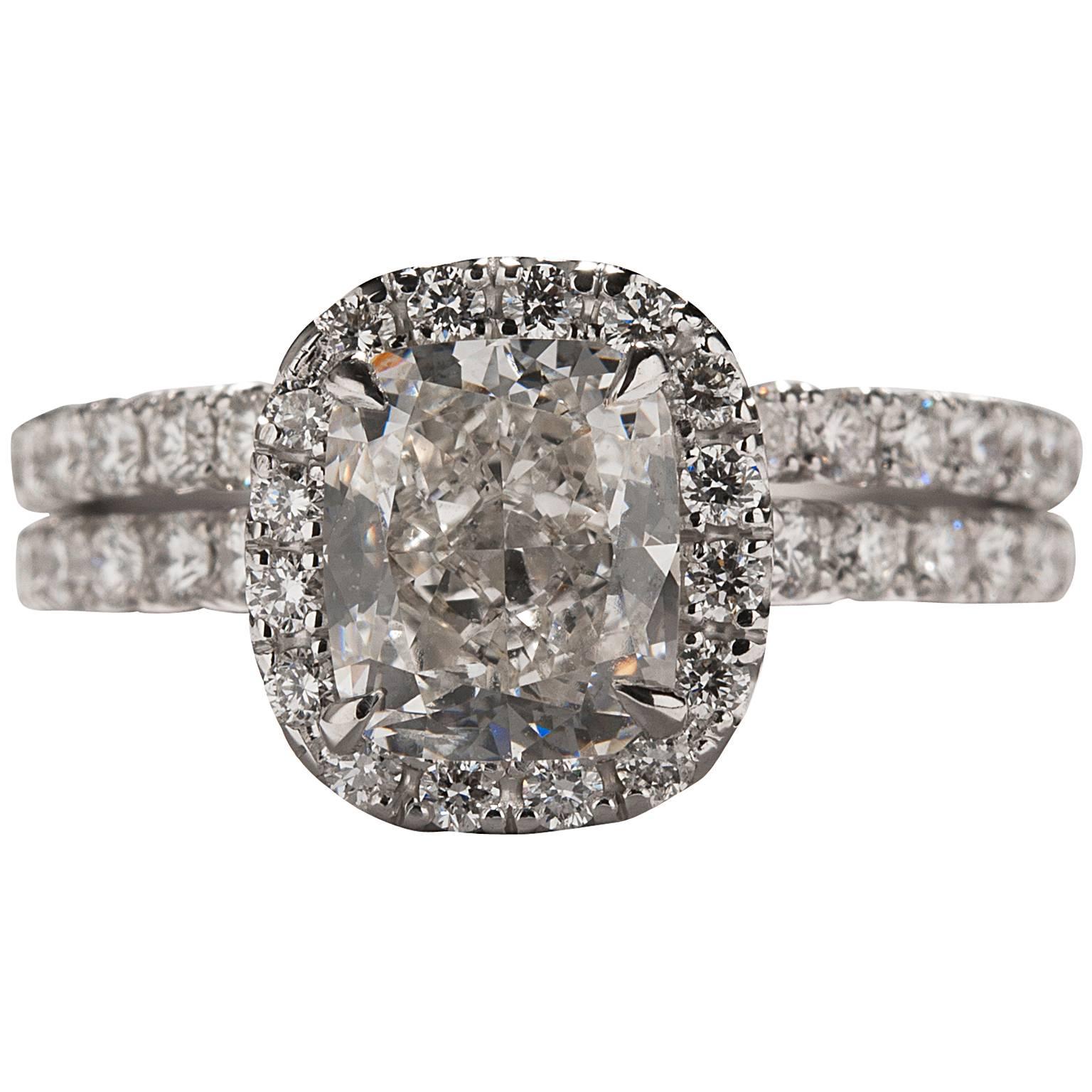 1.51ct GIA Cert Diamond Ring with Matching Diamond Band For Sale