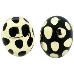 Tiffany & Co Positive Negative Black Jade Gold Polka Dot Earrings