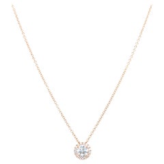 14k Rose Gold 0.40 Carat Round Cut Diamond Solitaire Pendant Necklace