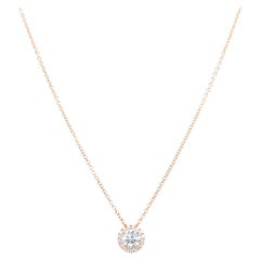 Collier à pendentif solitaire en or rose 14 carats avec diamants taille ronde de 0,40 carat