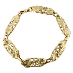 Antique Arnould Art Nouveau 18K Gold Link Bracelet Re-Edition with Flowers and Vines