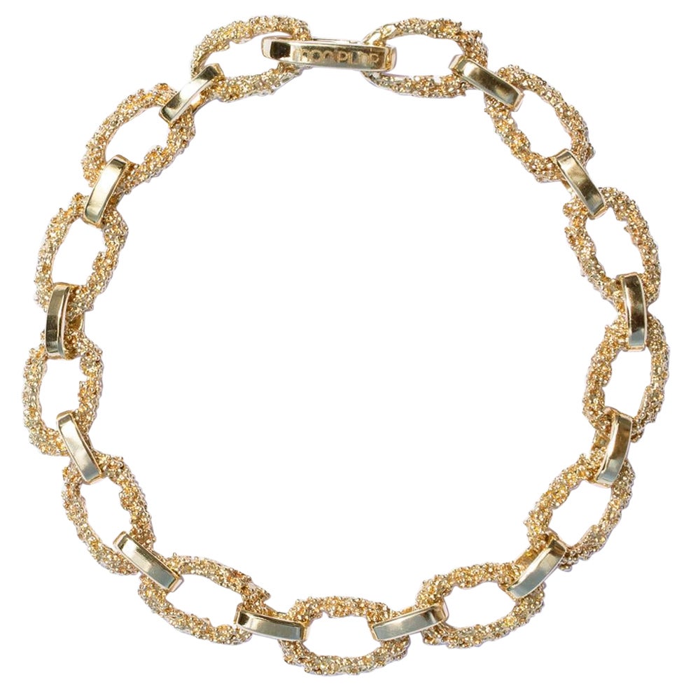 14 Karat Gold Etruscan Granulation Chain Link Bracelet by Mon Pilar For Sale