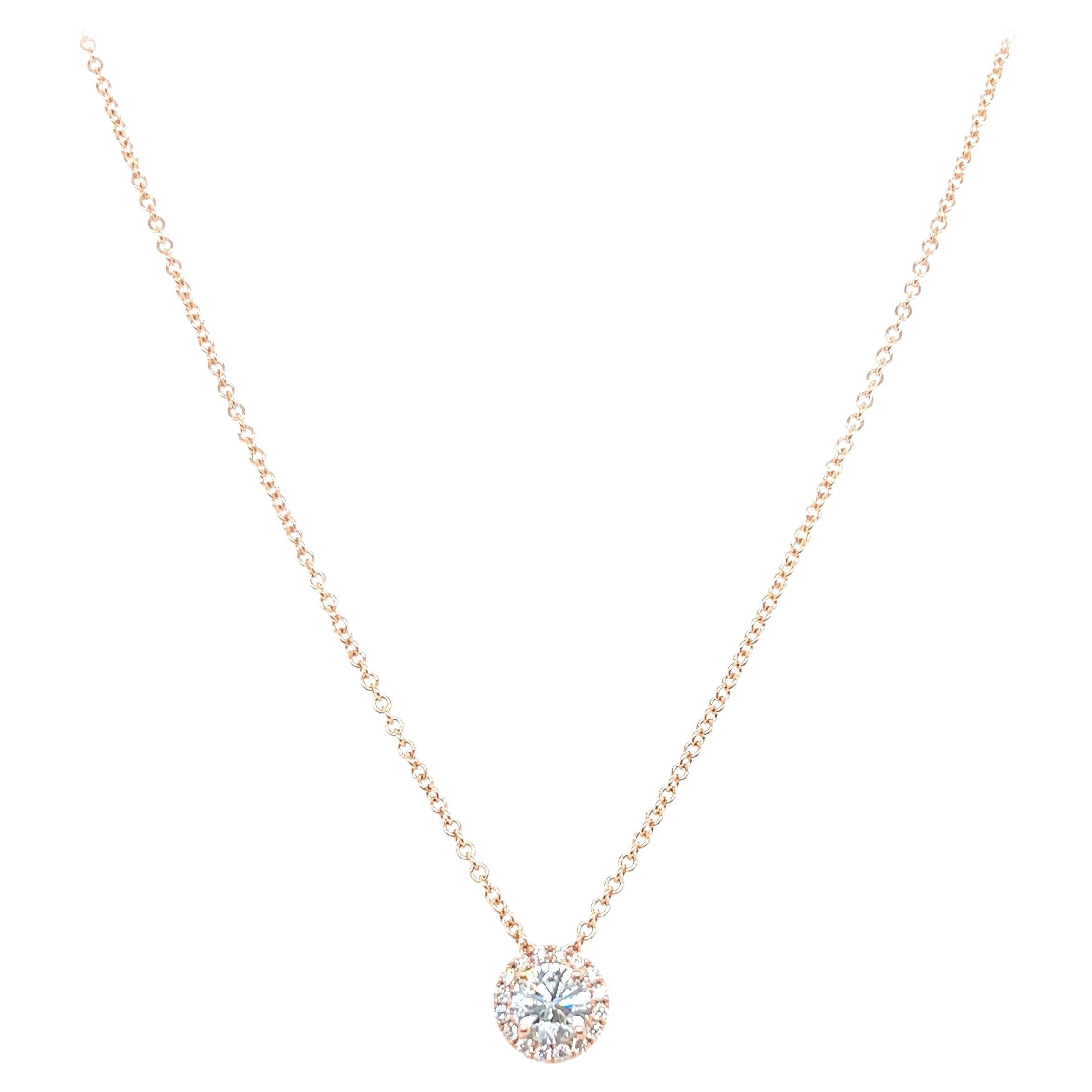 14k Yellow Gold 0.65 Carat Round Cut Diamond Solitaire Pendant Necklace