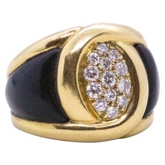 Vintage Van Cleef And Arpels 1970 Paris Cocktail Ring In 18Kt Gold Wood VS Diamonds